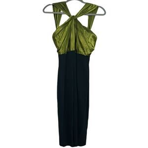 Vintage Green Silk and Navy Blue Maria Bianca Nero Dress